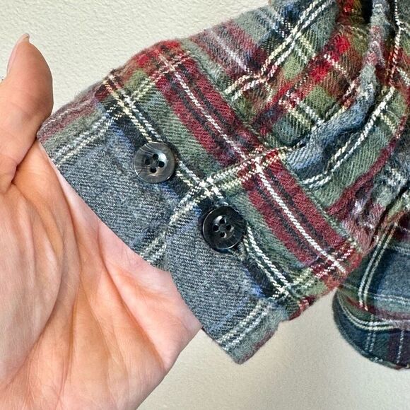 LL Bean Men’s Scotch Plaid Flannel Traditional 'Grey Stewart’ Button Up Shirt L - Picture 2 of 8